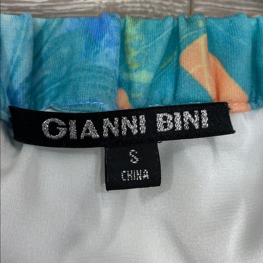 NWT Gianni Bini Addison Strapless Tropical Floral Dress Mint Seafoam / Peach S - Picture 12 of 16